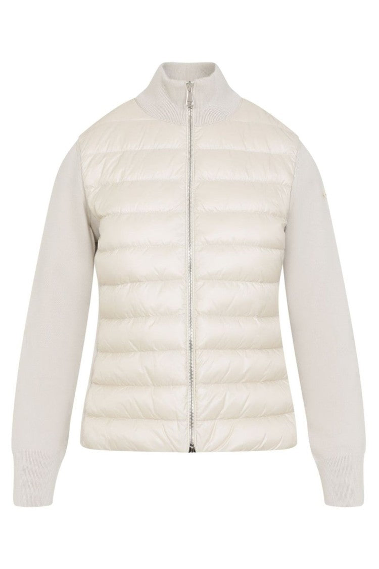 Moncler Quilted Down Jacket With Knit Sleeves