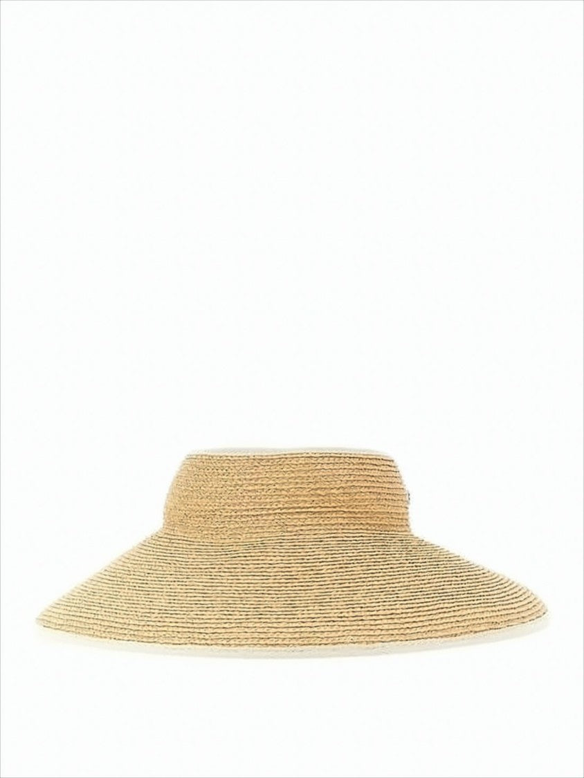 Helen Kaminski Wide-Brimmed Raffia Visor Hat With Bow Detail