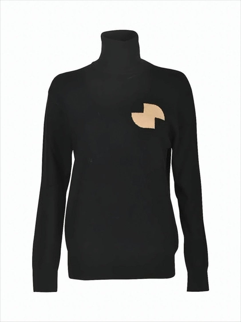 Patou High-Neck Turtleneck Sweater In Soft Merino Wool And Cashmere Blend
