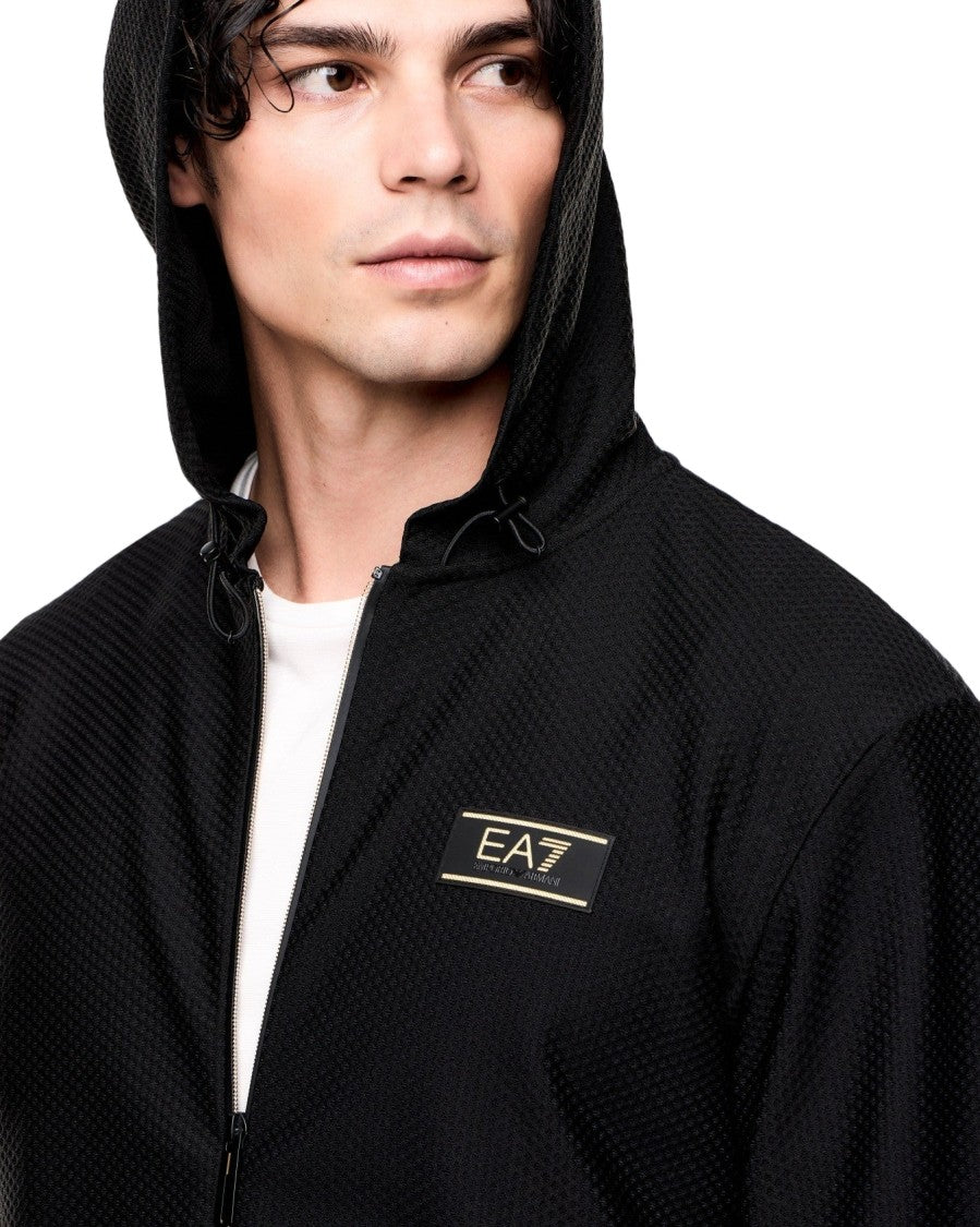 Ea7 Emporio Armani Full-Zip Sweatshirt With Drawstring Hood