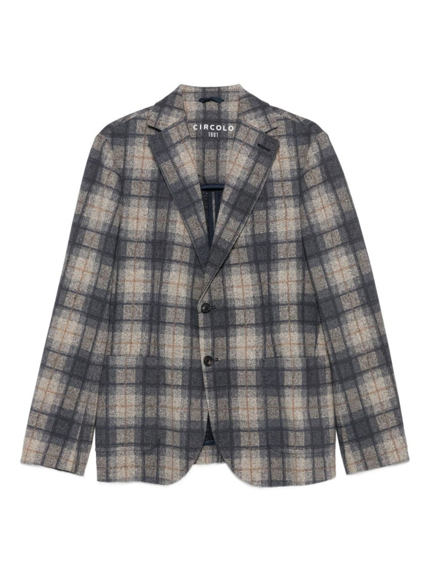 Circolo 1901 Plaid Blazer With Tailored Fit And Notched Lapel