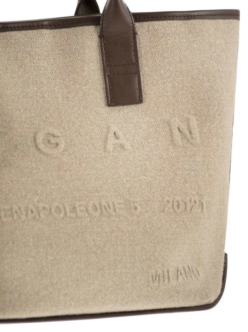 Hogan Lightweight Linen Tote Bag With Embossed Address Logo