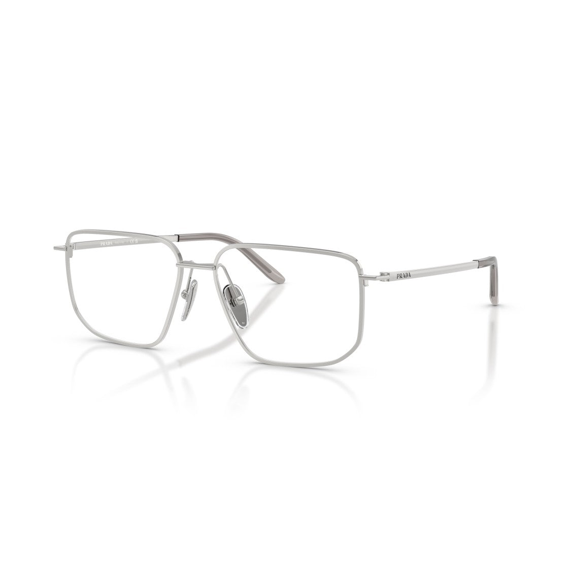 Prada 0Pr C52v Rectangular Silver Metal Frame Eyeglasses