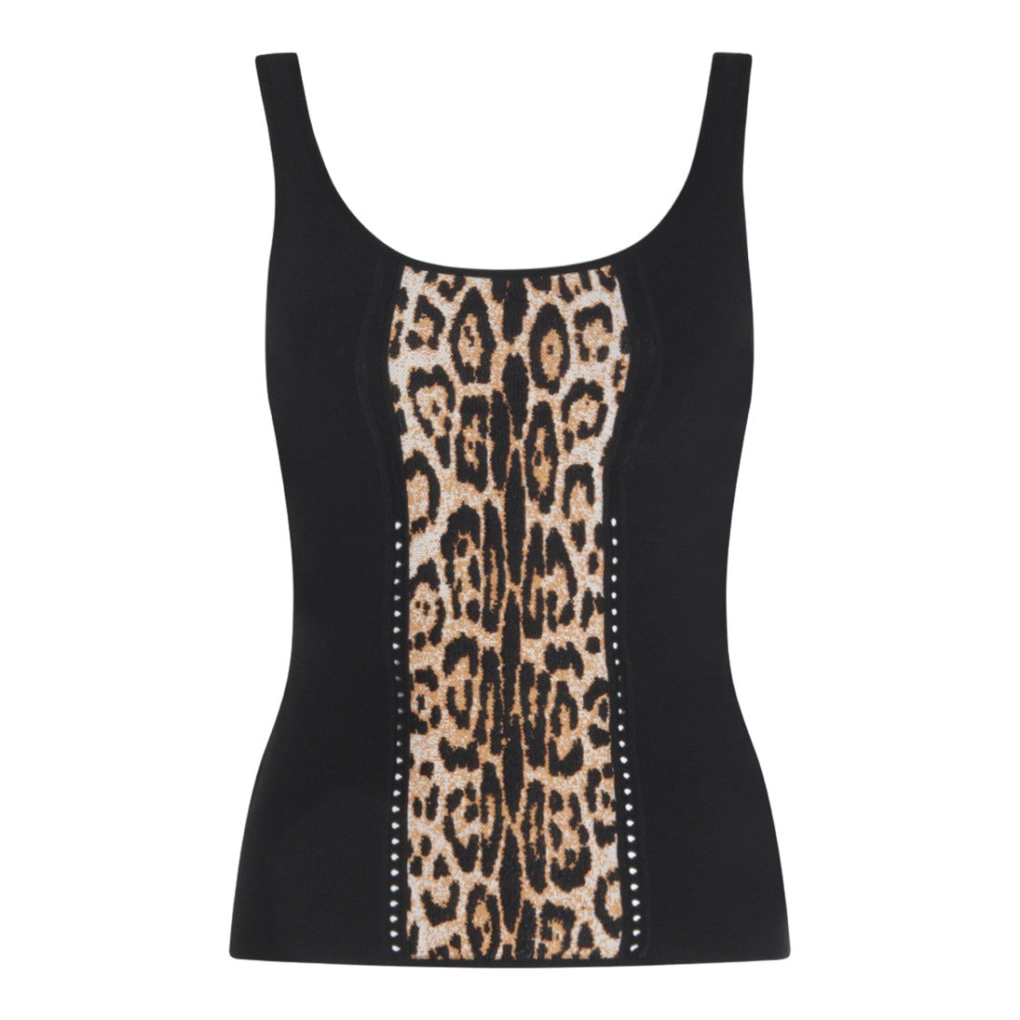 Roberto Cavalli Fitted Sleeveless Top With Leopard Print