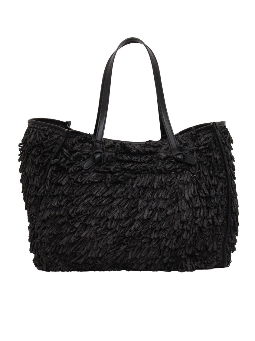 Gianni Chiarini Fringe-Design Raffia Tote With Leather Handles
