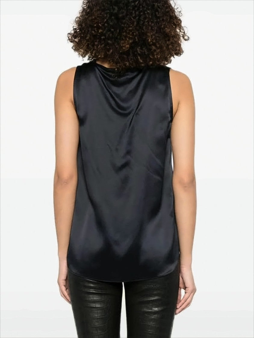 Max Mara Silk Sleeveless Top With Scoop Neckline