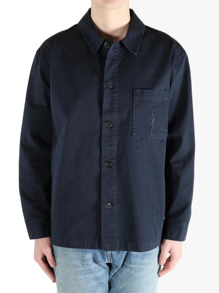 Saint Laurent Midnight Blue Cassandre Boxy Overshirt