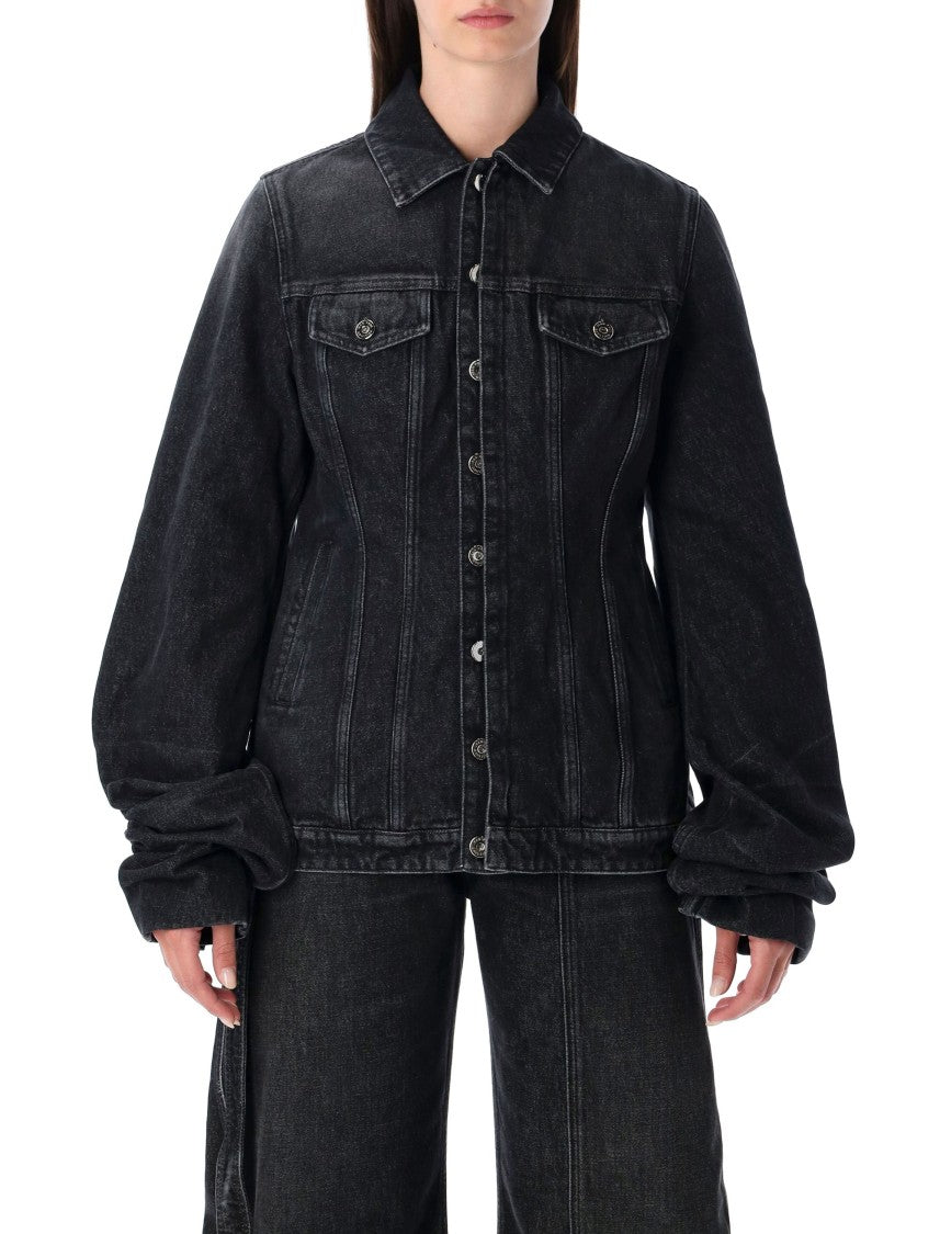 Jean Paul Gaultier Black Oversized-Sleeve Denim Jacket