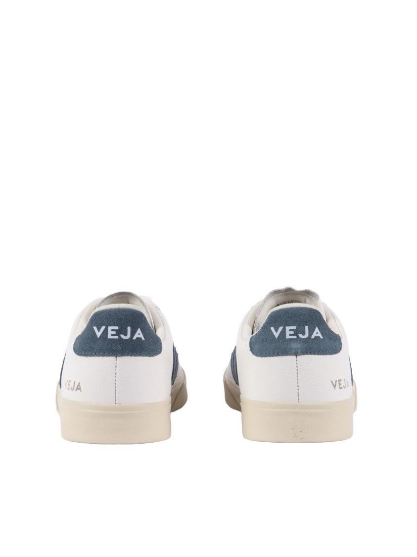 Veja White Campo Blue Suede Accent Leather Sneakers