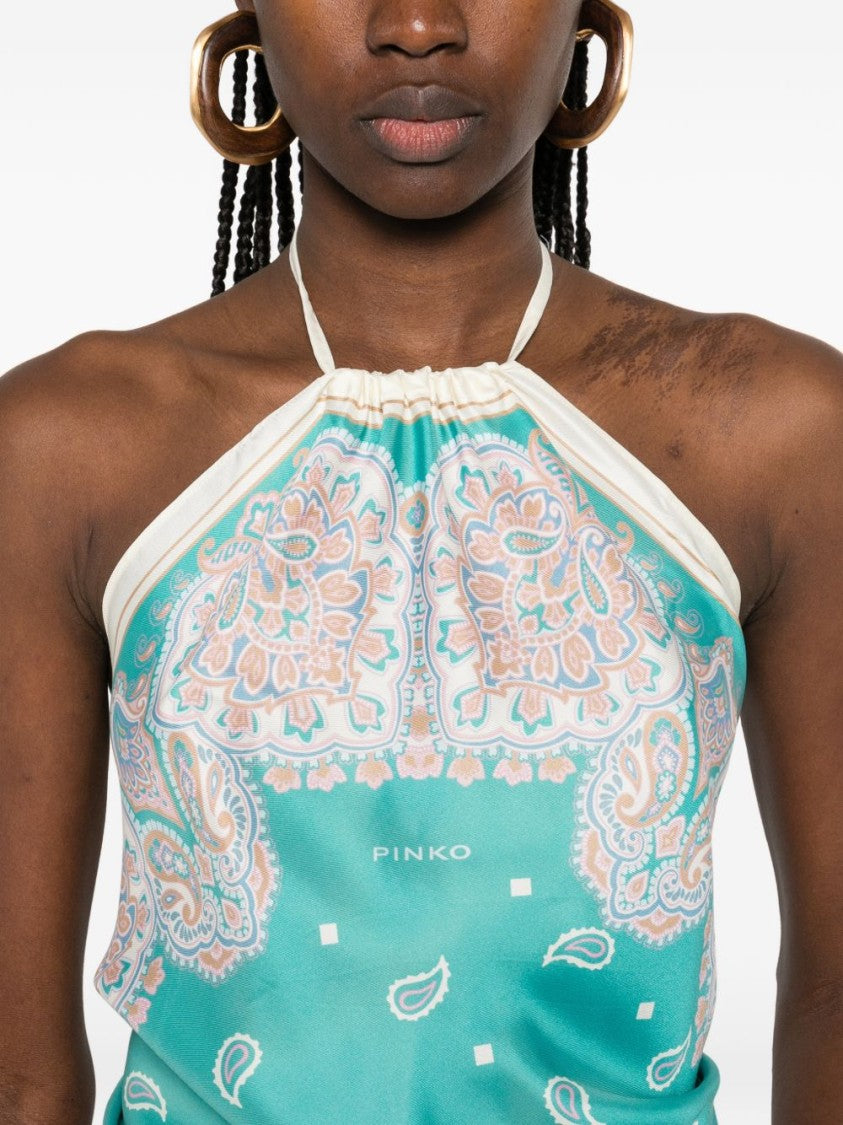 Pinko Paisley Print Halter Neck Top