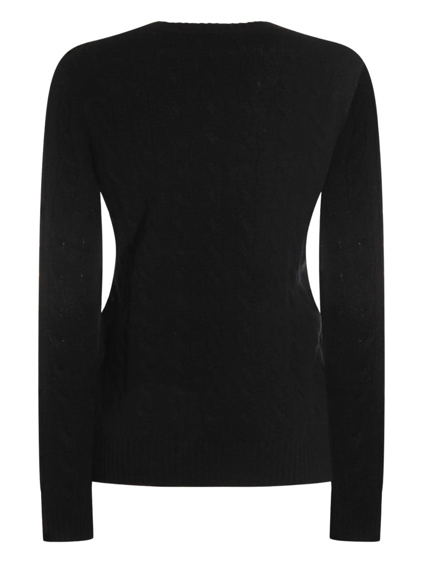 Polo Ralph Lauren Black Cable-Knit V-Neck Sweater