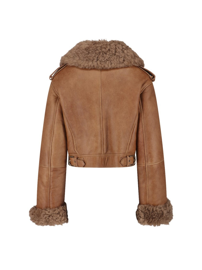 Chloé Cropped Leather Jacket – Brown