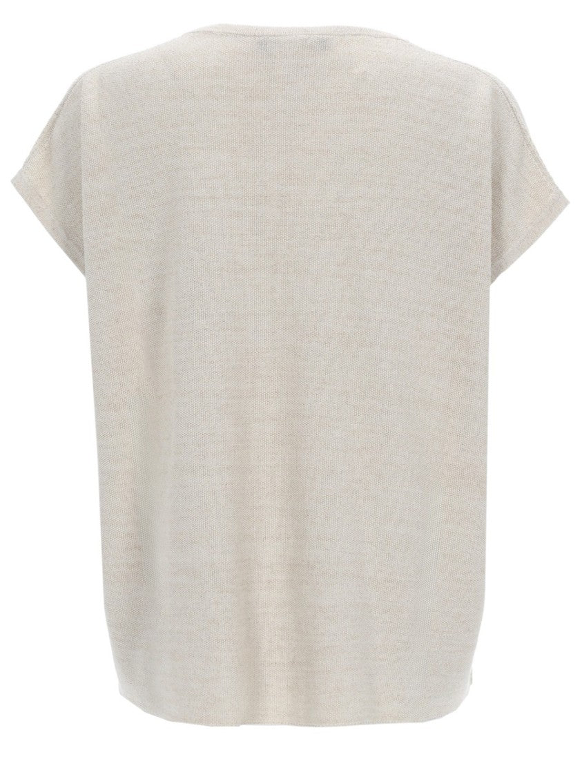 Fabiana Filippi V-Neck Cotton-Blend Knit Top