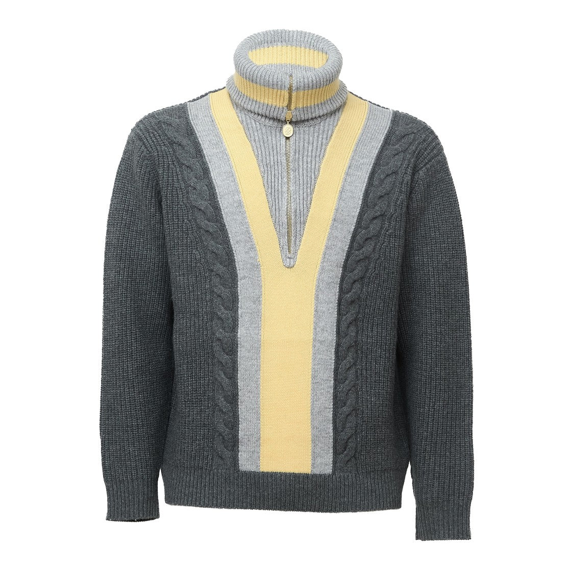 Drôle De Monsieur Cable Knit Half-Zip Sweater
