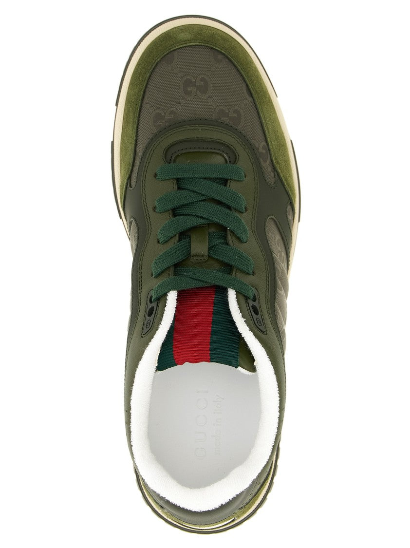 Gucci Low-Top Sneakers With Monogram Pattern And Striped Detail