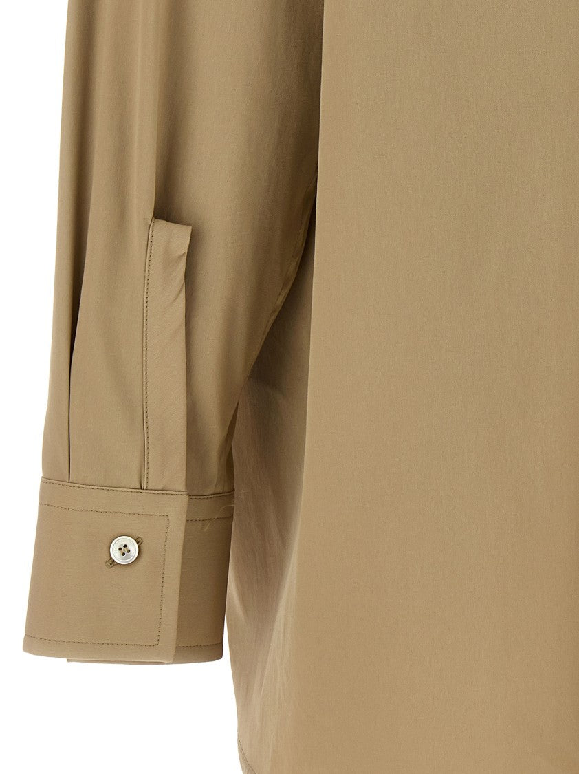 Ferragamo Panel-Designed Cotton Poplin Shirt With Tone-On-Tone Logo