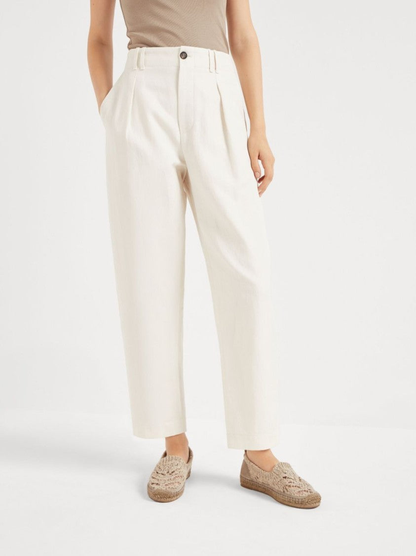 Brunello Cucinelli White Trousers With Concealed Fly