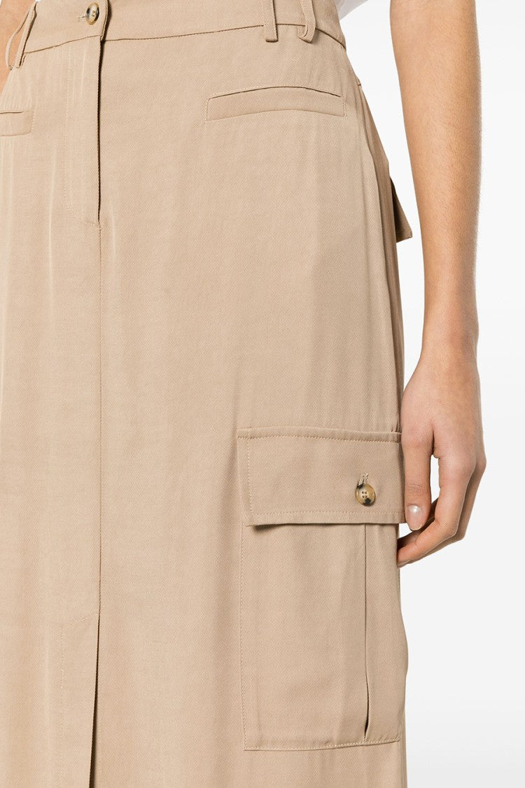 Ermanno Scervino Beige Midi Skirt Utilitarian Pockets Button