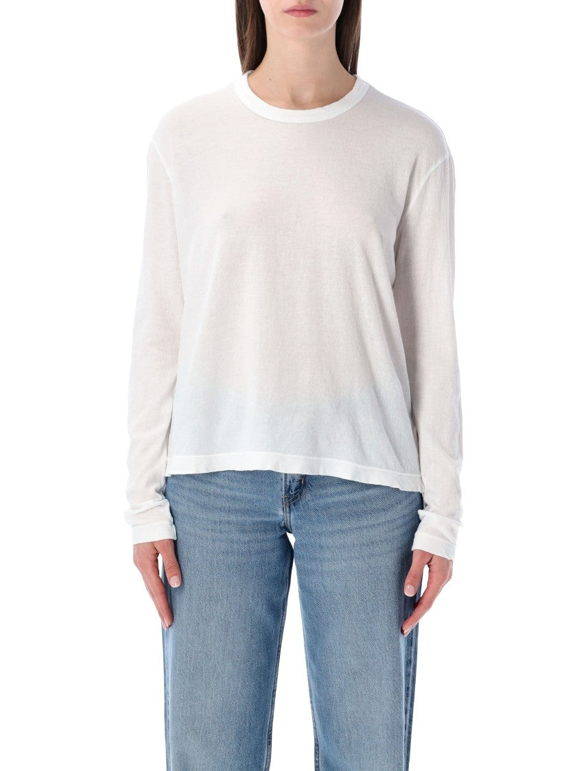 James Perse Oversized Crepe Jersey Long Sleeve Tee
