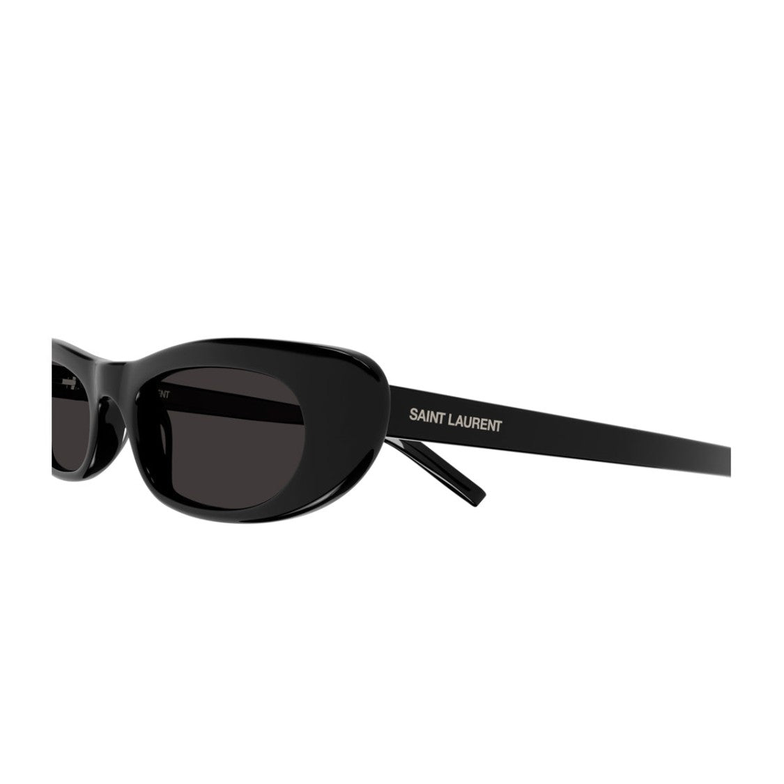 Saint Laurent Narrow Oval Sunglasses With Glossy Finish And Wraparound Lenses