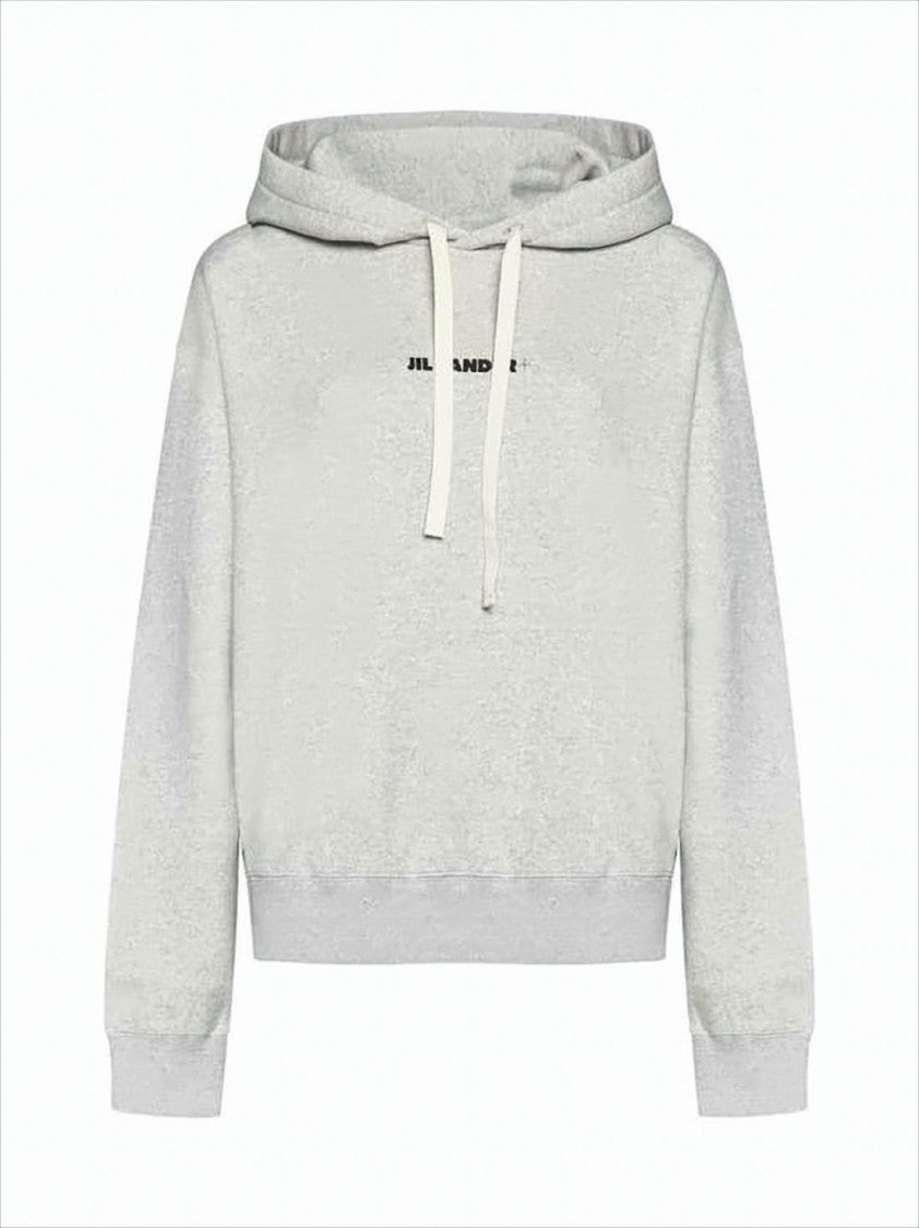 Jil Sander Relaxed Fit Cropped Cotton Hoodie With Subtle Logo