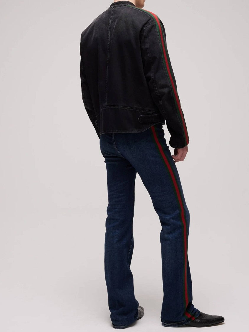 Gucci Biker Jacket With Bold Stripe Accents