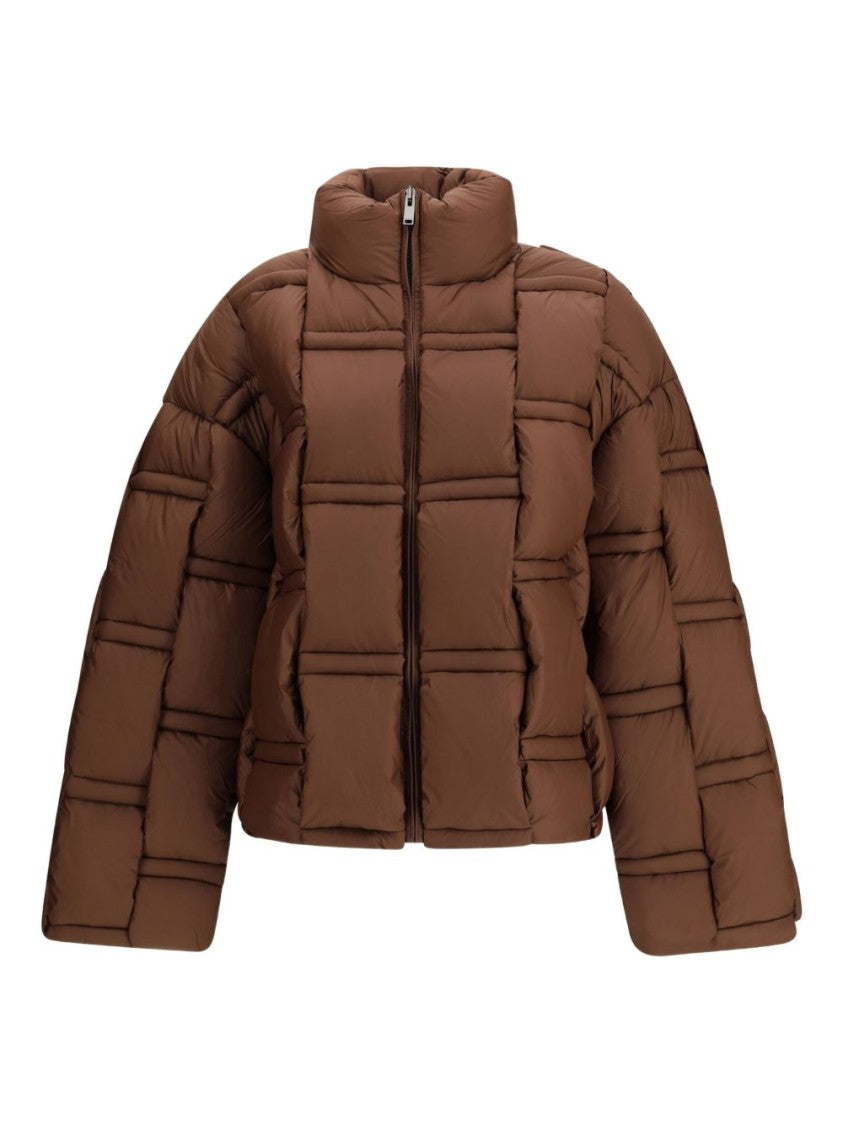 Raxxy Boxy Cropped Brown Jacket With High Collar