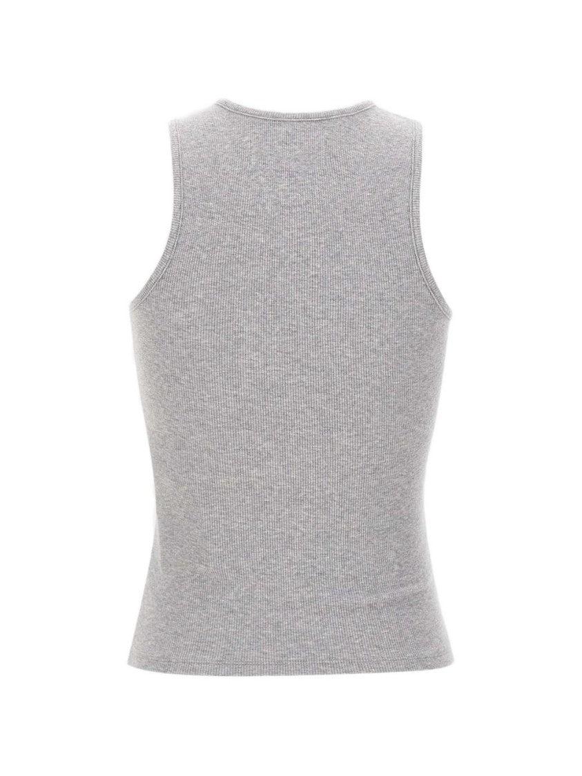 Vivienne Westwood Grey Embroidered Logo Sleeveless Crew Neck Top
