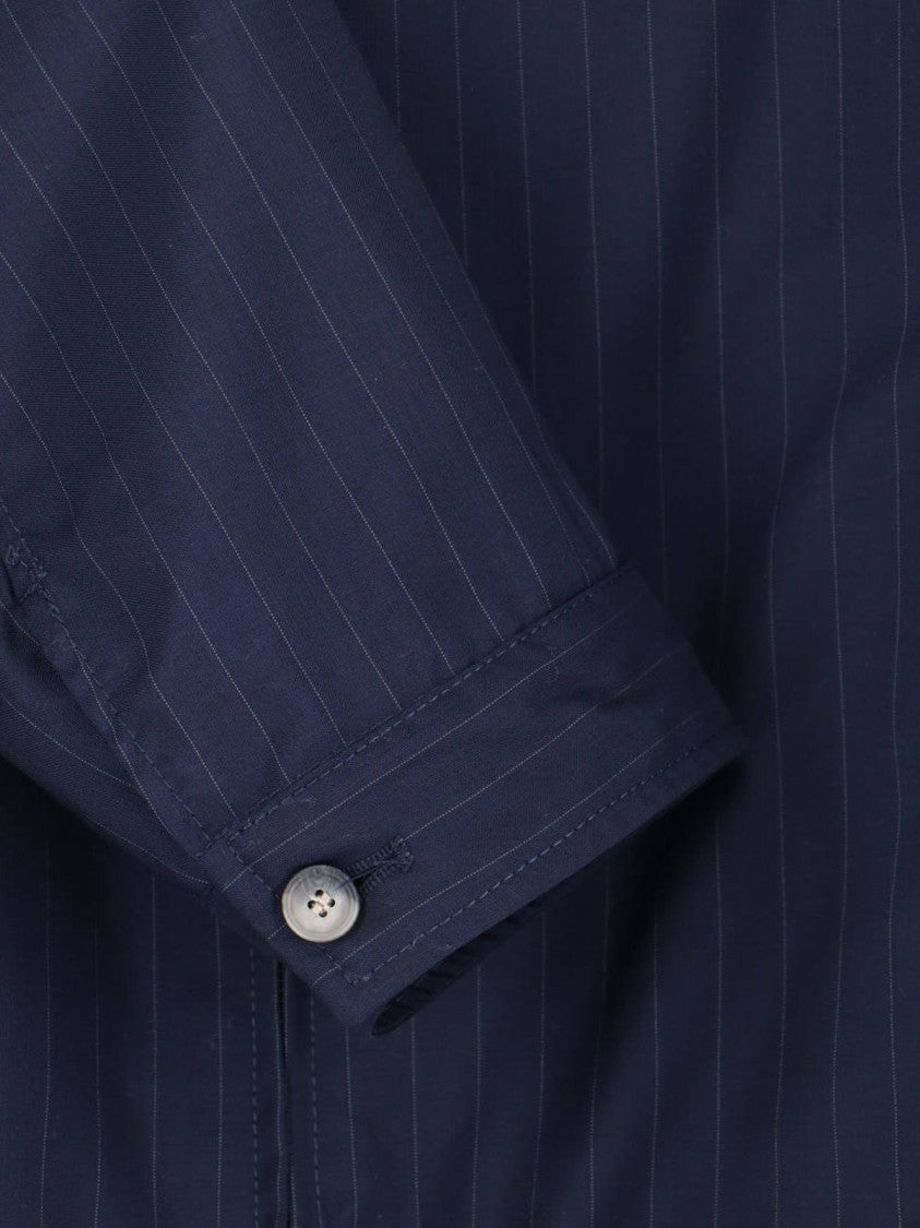 White Sand Blue Pinstripe Virgin Wool Blend Jacket