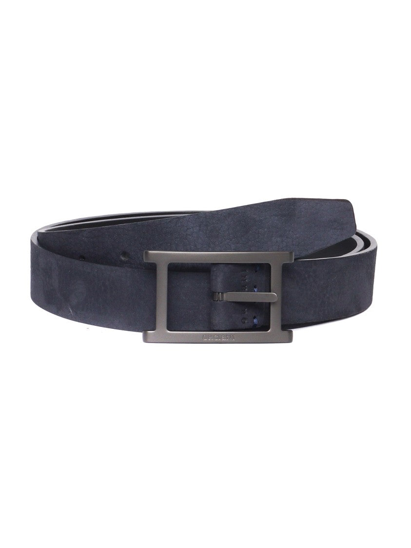 Claudio Orciani Blue Calf Leather Belt With Polished Buckle