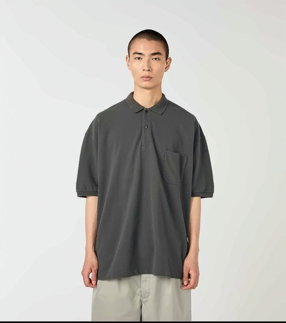 Nanamica Relaxed Fit Grey Polo Shirt With Classic Collar