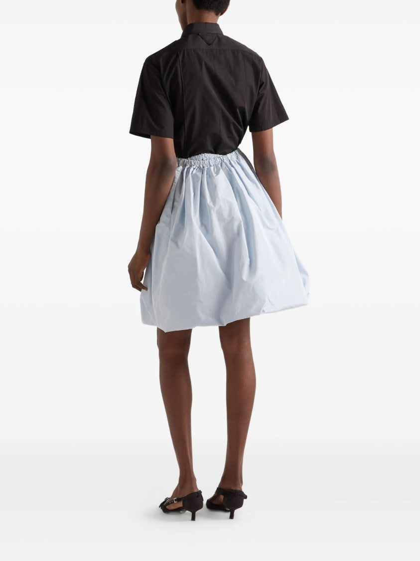Prada Dark Popeline Boxy Short-Sleeved Shirt