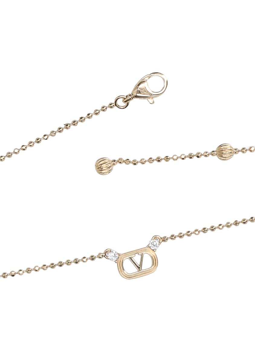 Valentino Garavani Gold Vlogo Crystal Link Necklace