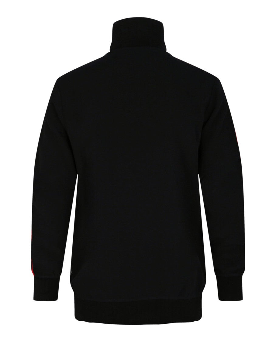 Alexander Mcqueen Turtleneck Track Jacket With Grosgrain Detail And Silver Accents