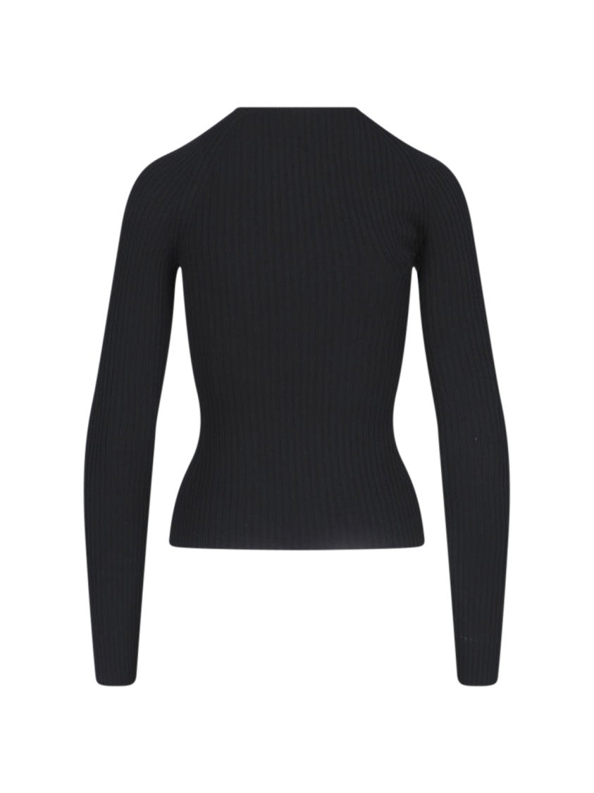 Courrèges Slash Logo Top In Black Fabric