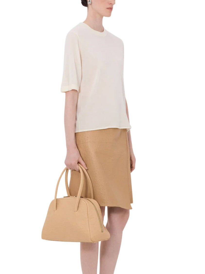 Loulou De Saison Cropped Short-Sleeved Cashmere Top With Round Neckline