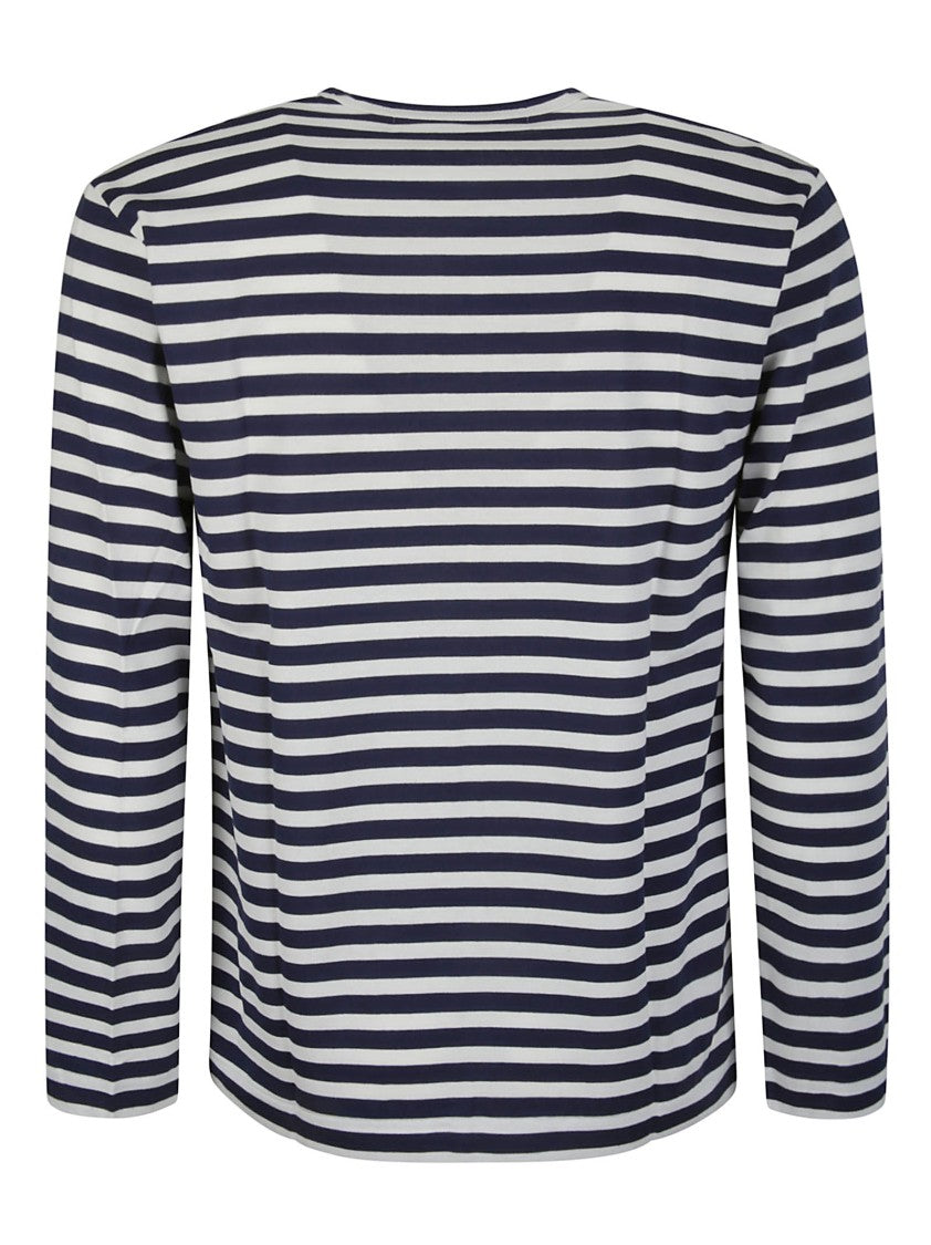 Comme Des Garçons Navy/White Striped Long-Sleeved T-Shirt