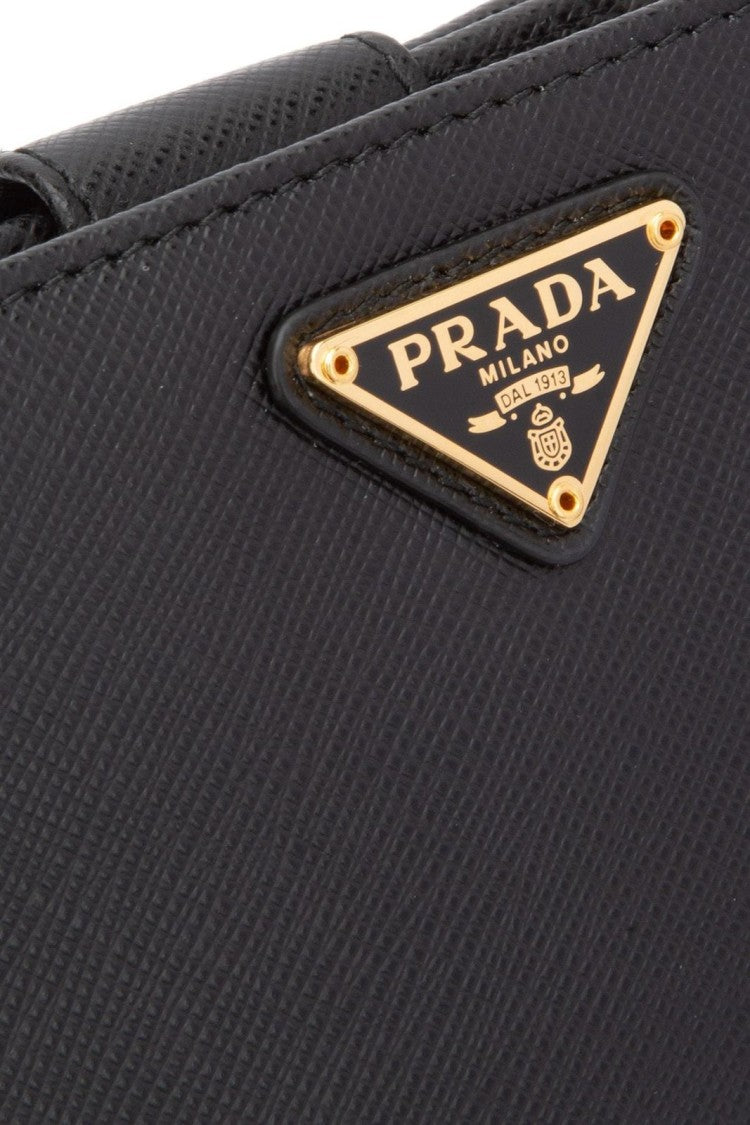 Prada Textured Leather Medium Wallet With Flap Closure