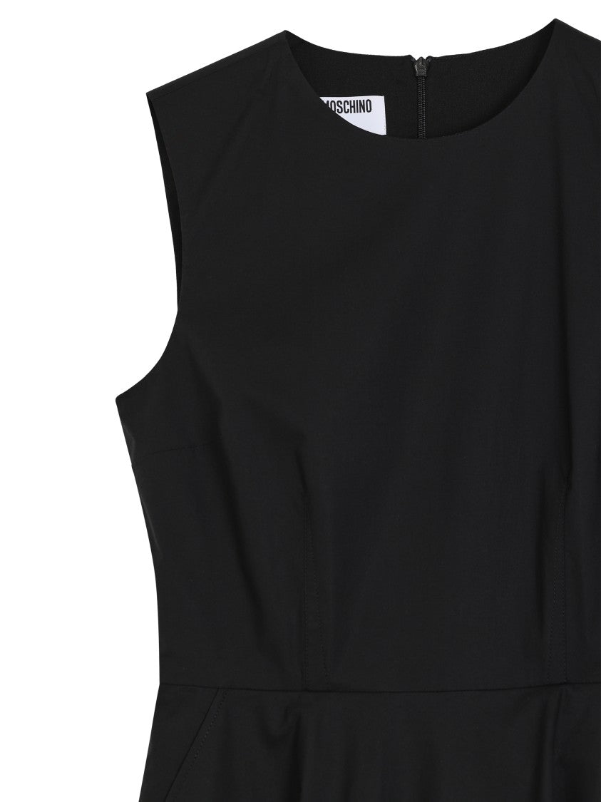 Moschino Contoured Black Dress With Cotton-Elastane Blend