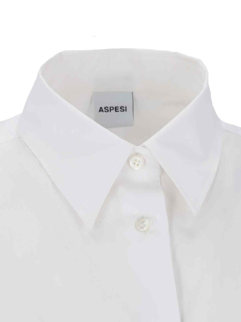 Aspesi Structured White Shirt With Button-Down Front