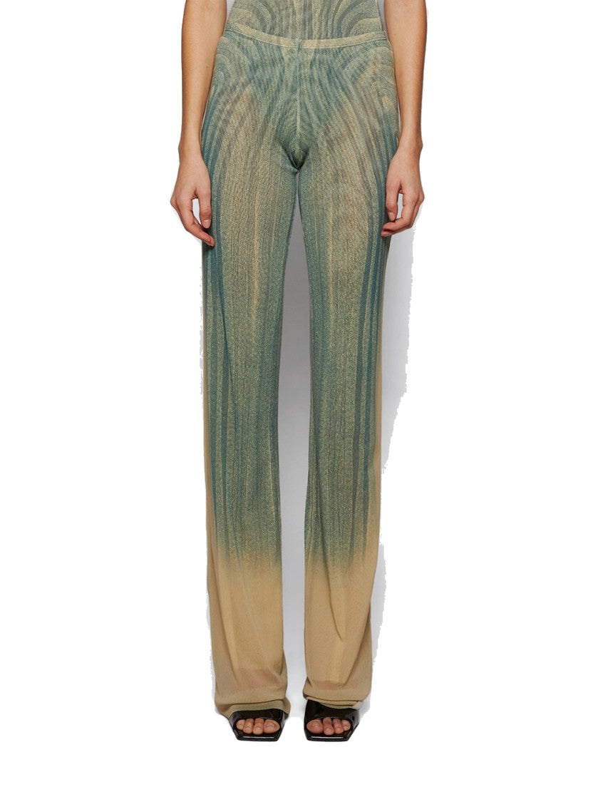 Jean Paul Gaultier Spiral Mesh Pants Ecru And Aqua