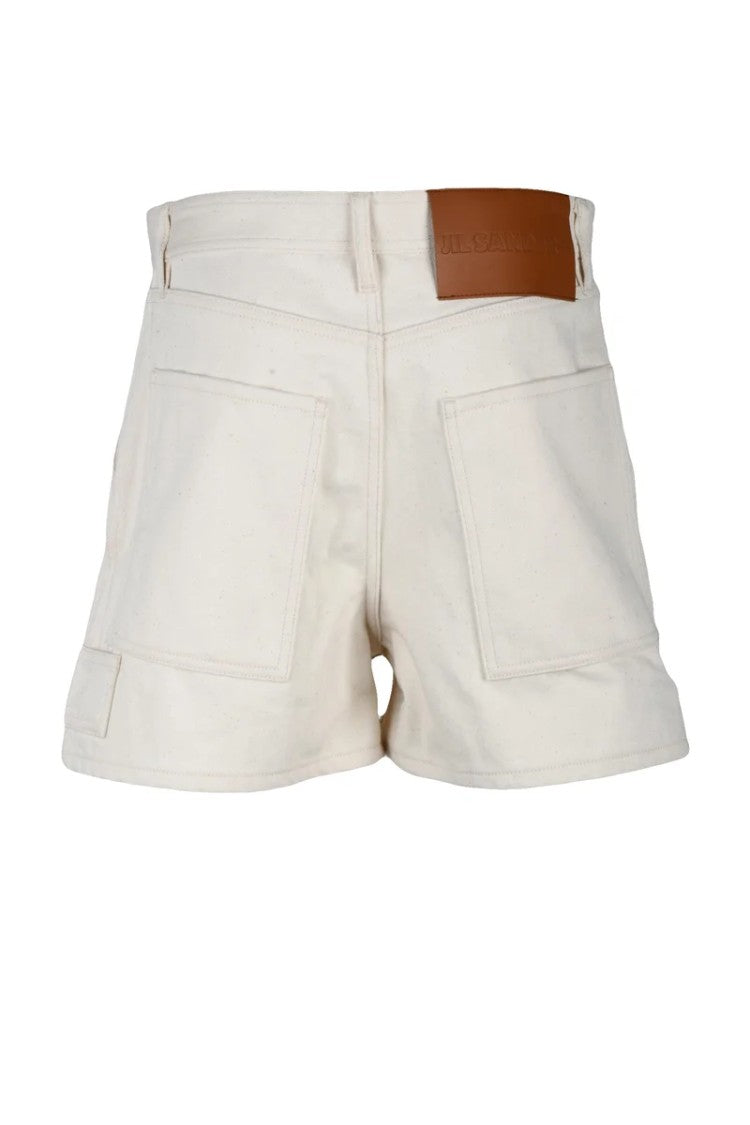 Jil Sander High-Waisted Beige Cotton Shorts