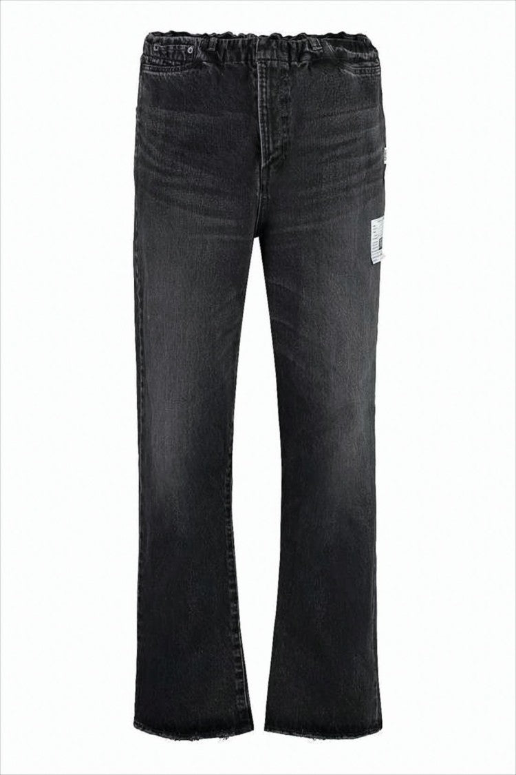 Maison Mihara Yasuhiro Relaxed Fit Dark Wash Denim Pants With Unique Elastic Waistband