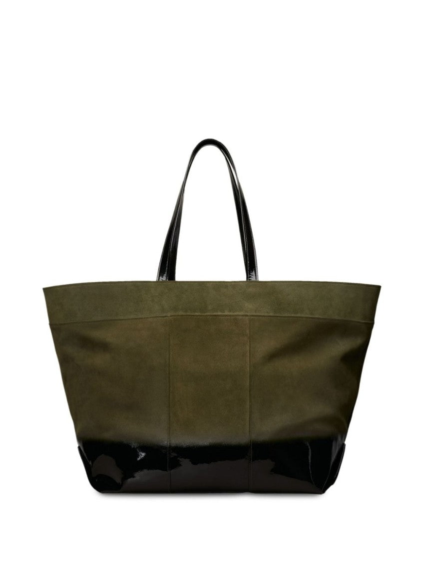 Ami Paris Olive Green Panelled Tote Bag