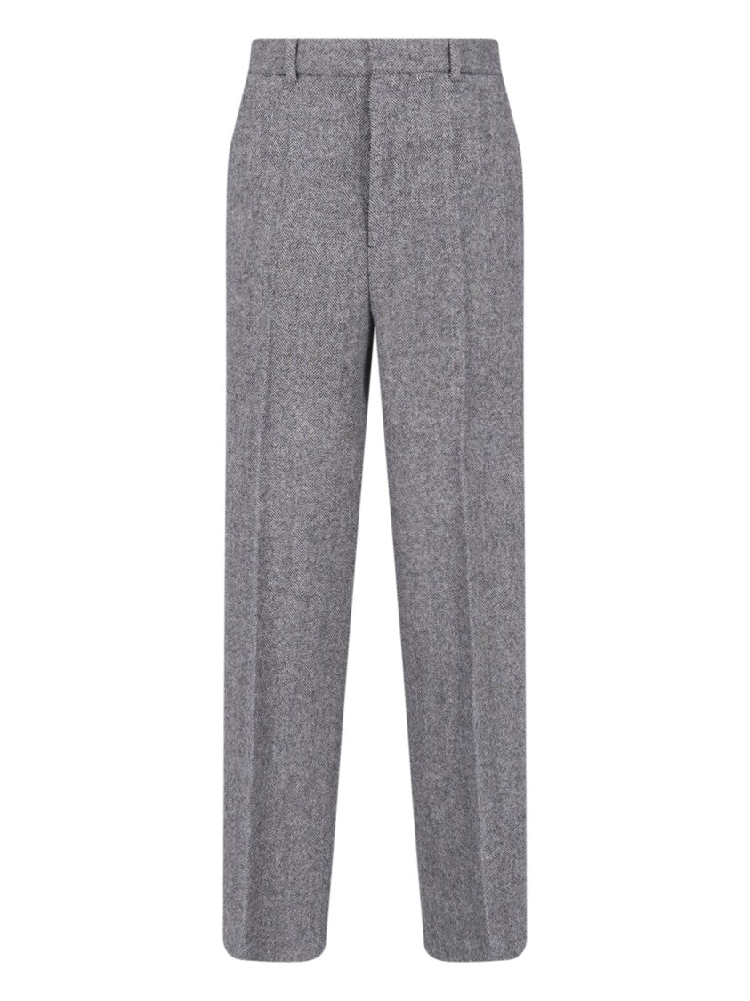 Maison Margiela Tailored Grey Wool Trousers With Hook And Button Closure