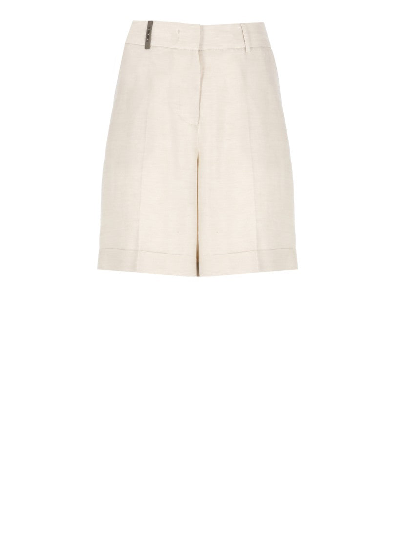Peserico Beige Linen Blend Shorts