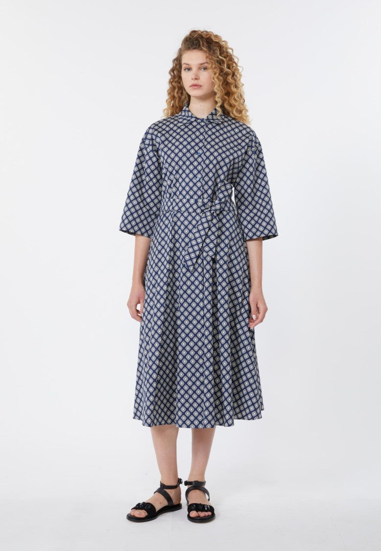 Max Mara Midi Dress With Fitted Waist And Self-Tie Belt