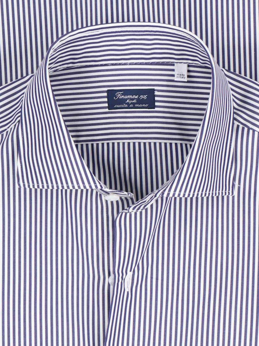 Finamore Vertical Striped Finamore 1925 Cotton Shirt