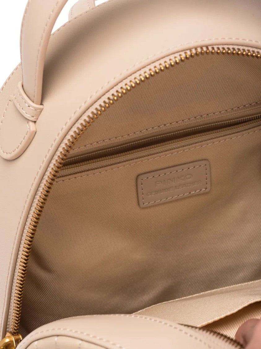 Pinko Quilted Beige Cow Leather Backpack