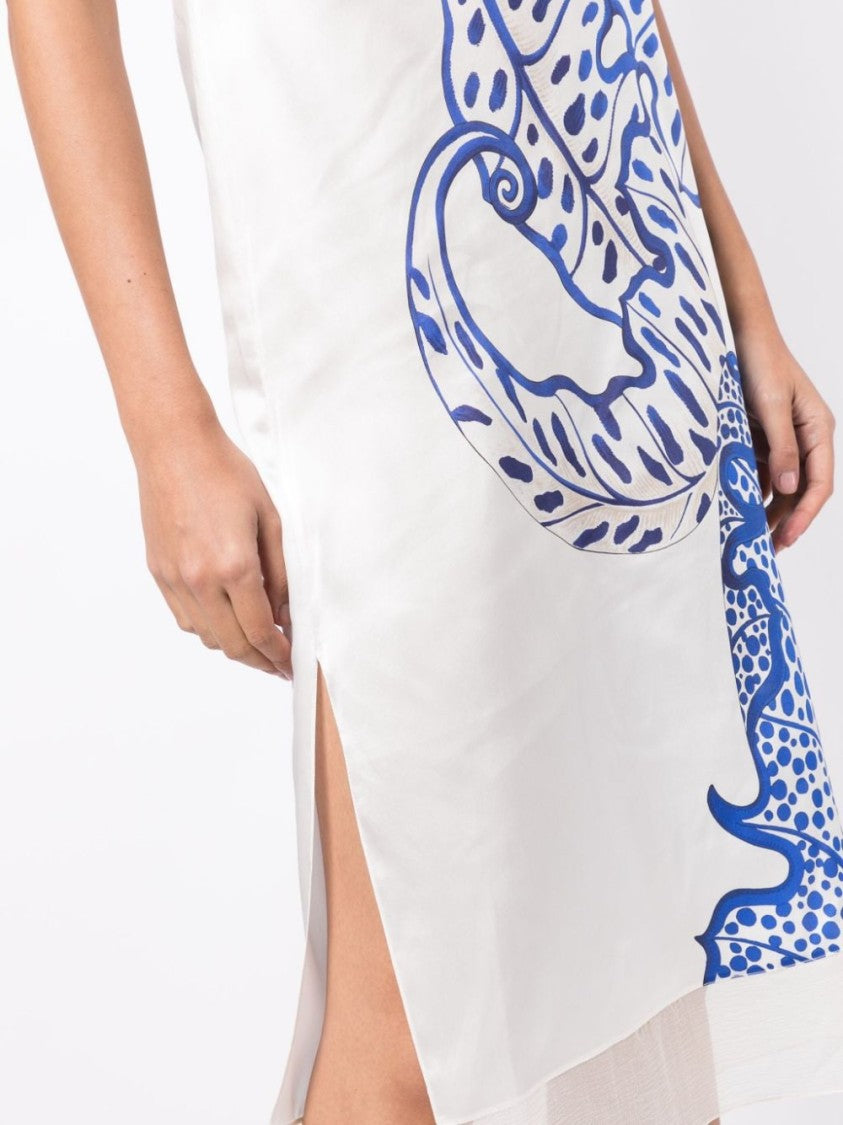 Ferragamo Floral-Print Silk Midi Dress